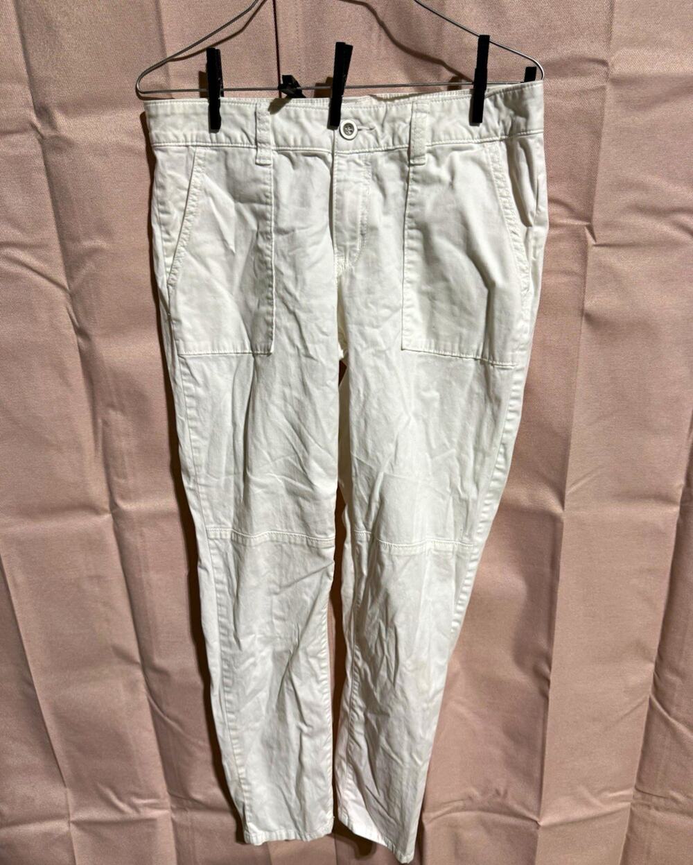 A.n.a White Twill Chino Pants Cotton/Spandex Tapered Pockets Mid Rise 29/8